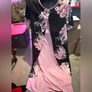Floral Black and Pink Kimono Dress p24